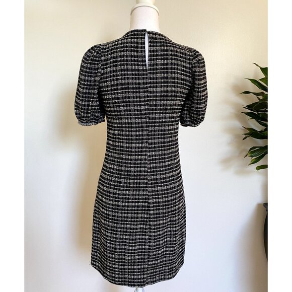 ⚫ ⚪ Chic Zara b&w shift dress with puff sleeves in tweed-like fabric ⚪ ⚫ - Picture 5 of 8
